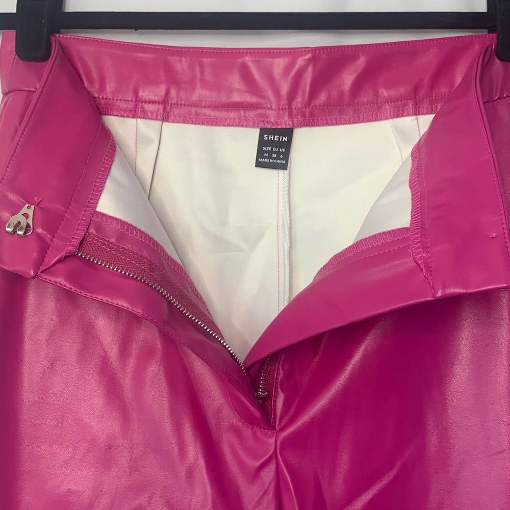 SHEIN Leather High Waist Hot Pink Pants